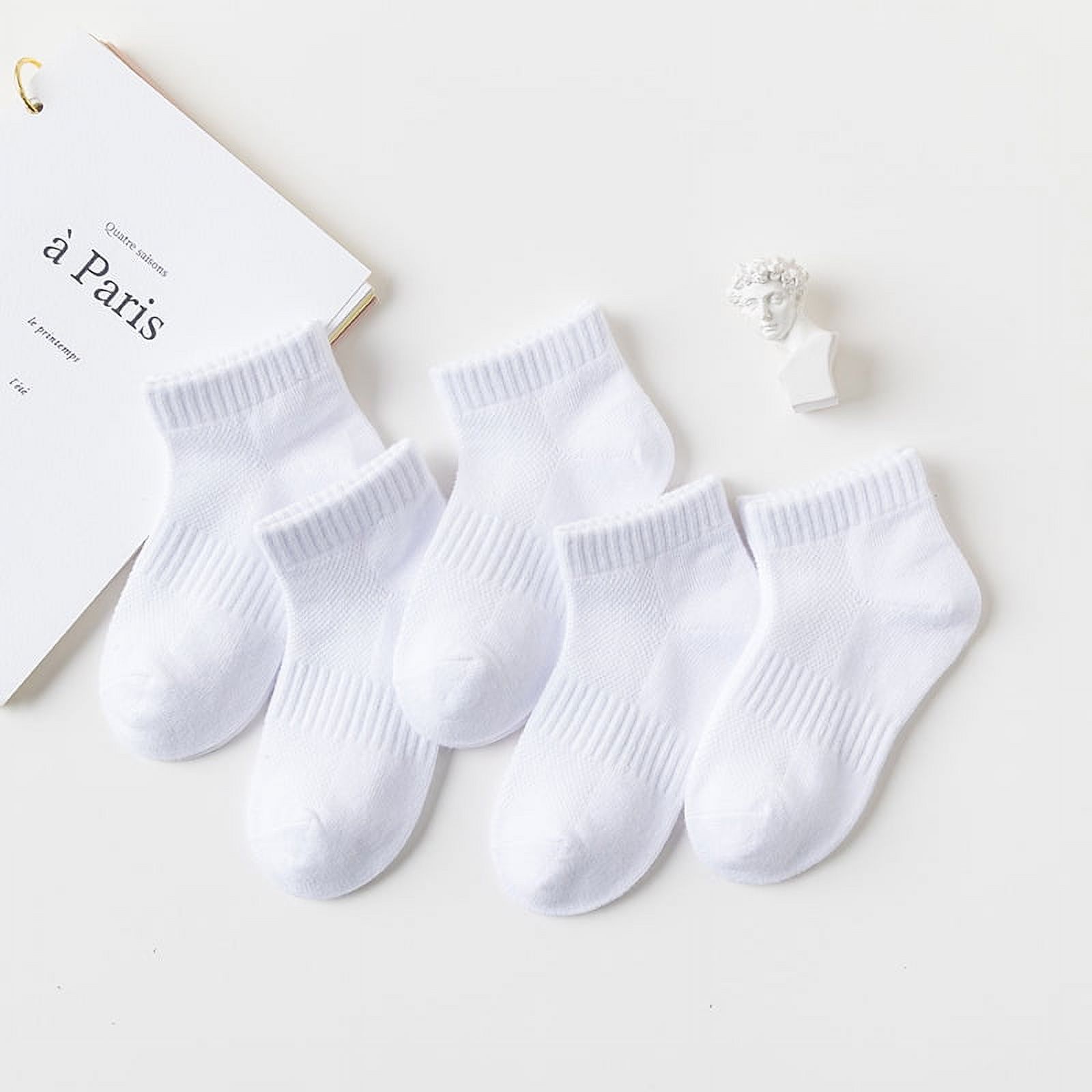 5 Pairs/Lot 2023 Summer New Children Cotton Socks Fashion Black White Gray For 1-12 Years Kids Teen Student Baby Girl Boy Socks White M ( 3-5 years )